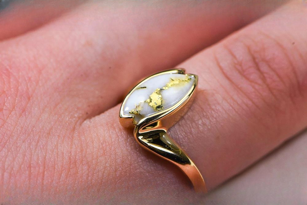 Gold Quartz Women's Ring "Orocal" RL972Q Genuine Hand Crafted Jewelry - 14K Gold Casting