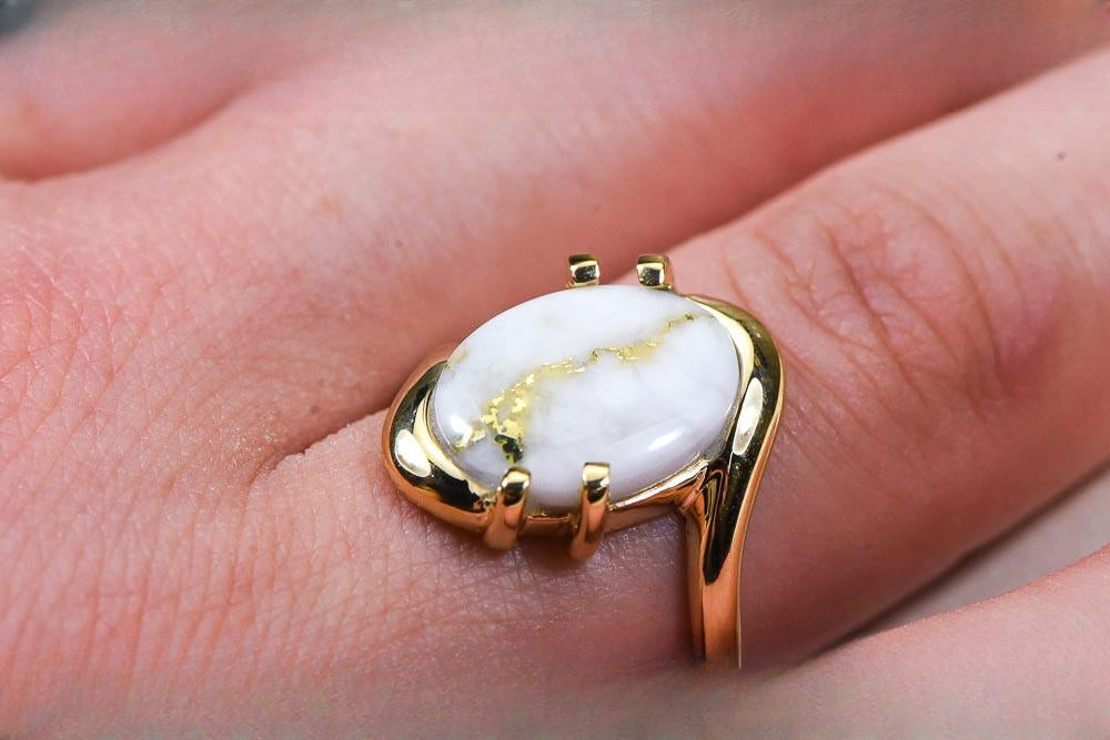 Gold Quartz Women's Ring "Orocal" RL994LQ Genuine Hand Crafted Jewelry - 14K Gold Casting