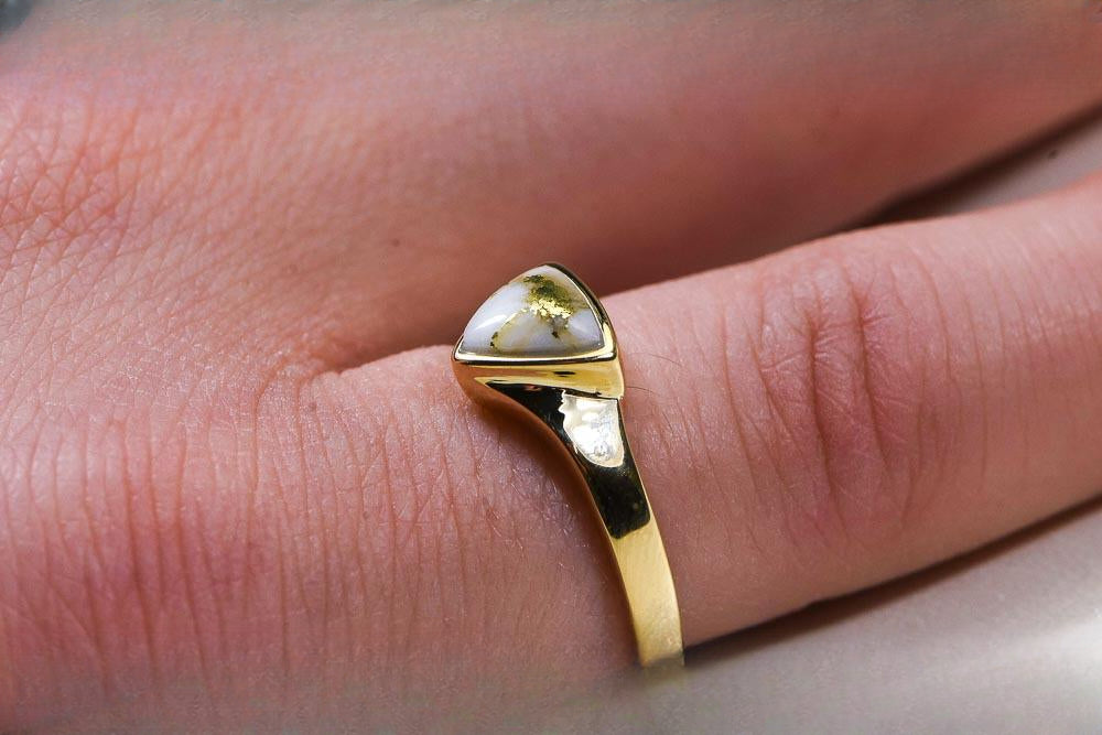 Gold Quartz Women's Ring "Orocal" RLL1326Q Genuine Hand Crafted Jewelry - 14K Gold Casting