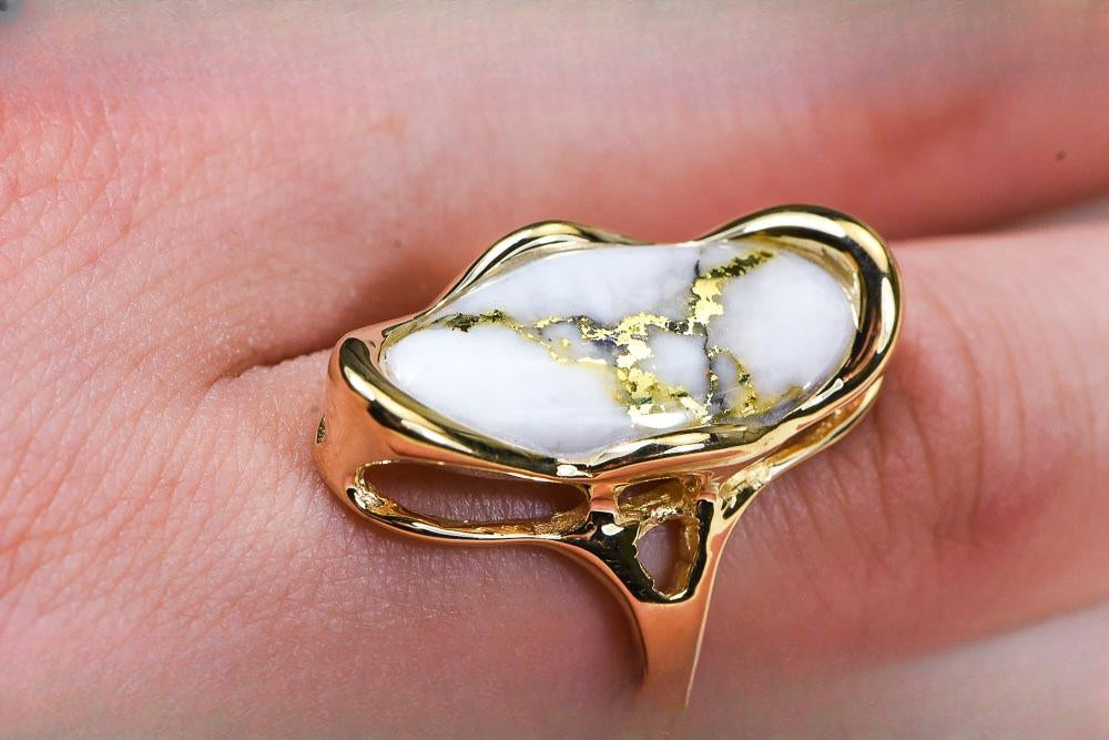 Gold Quartz Women's Ring "Orocal" RLN790Q Genuine Hand Crafted Jewelry - 14K Gold Casting