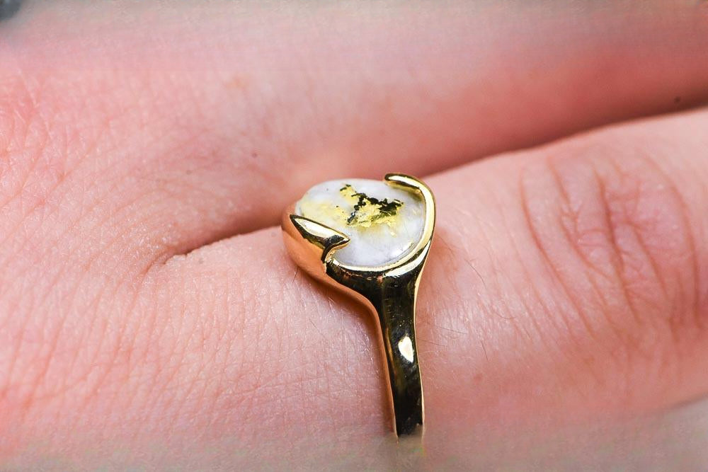 Gold Quartz Women's Ring "Orocal" RL650Q Genuine Hand Crafted Jewelry - 14K Gold Casting