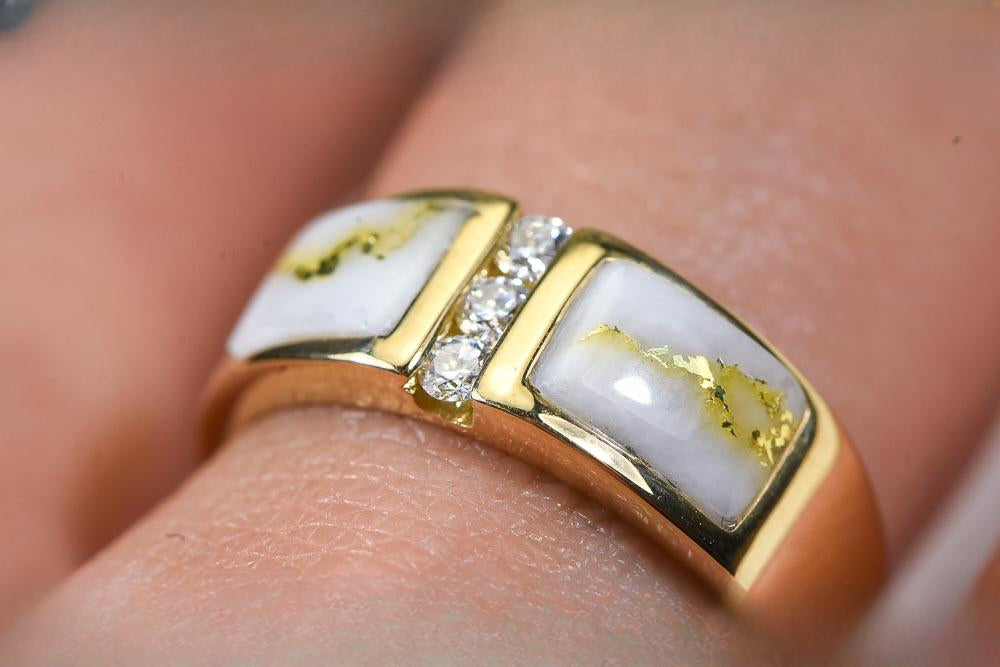 Gold Quartz Women's Ring "Orocal" RLL1330DQ Genuine Hand Crafted Jewelry - 14K Gold Casting