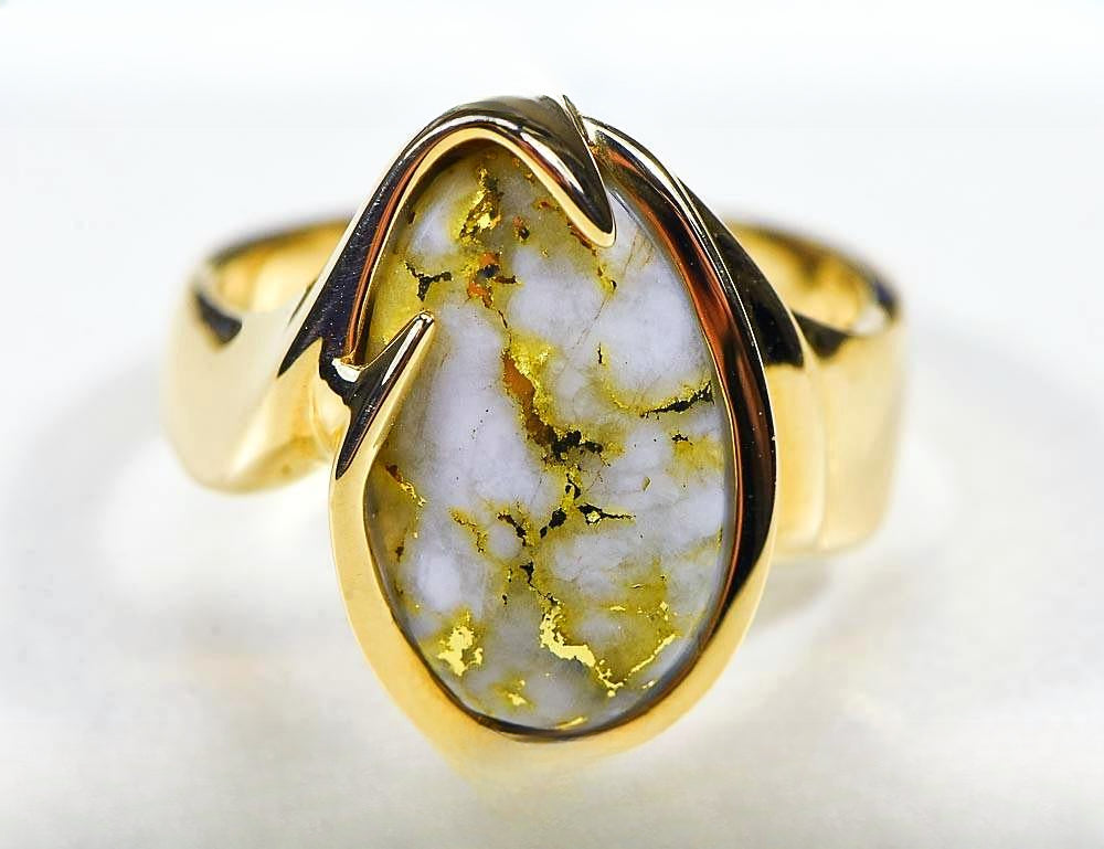 Gold Quartz Women's Ring "Orocal" RL517Q Genuine Hand Crafted Jewelry - 14K Gold Casting