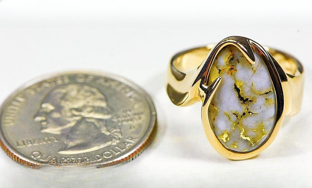 Gold Quartz Women's Ring "Orocal" RL517Q Genuine Hand Crafted Jewelry - 14K Gold Casting