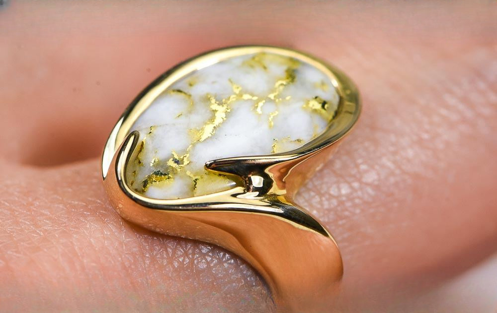 Gold Quartz Women's Ring "Orocal" RL517Q Genuine Hand Crafted Jewelry - 14K Gold Casting