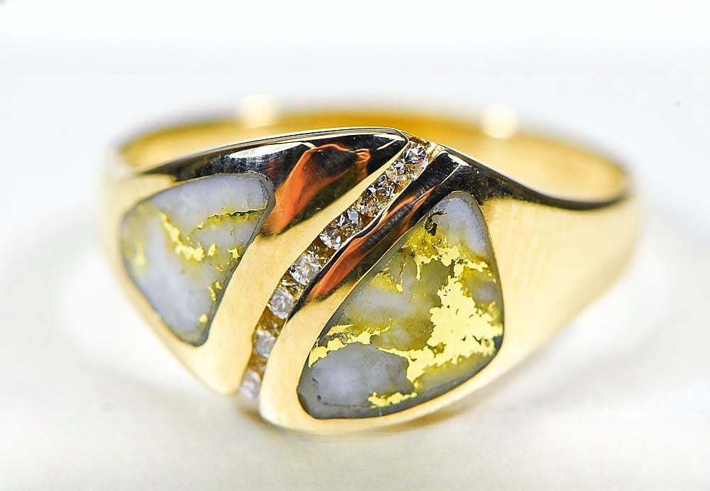 Gold Quartz Women's Ring "Orocal" RL1071DQ Genuine Hand Crafted Jewelry - 14K Gold Casting