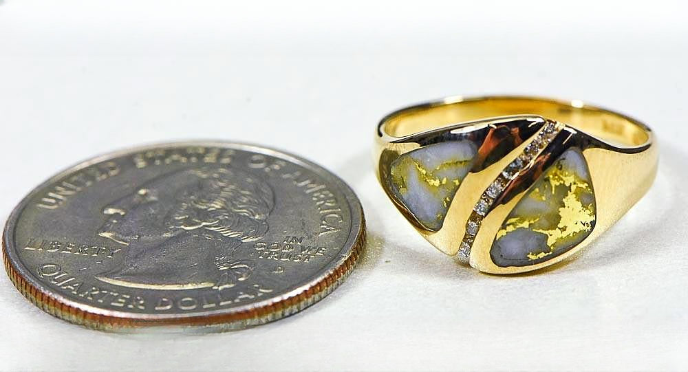 Gold Quartz Women's Ring "Orocal" RL1071DQ Genuine Hand Crafted Jewelry - 14K Gold Casting