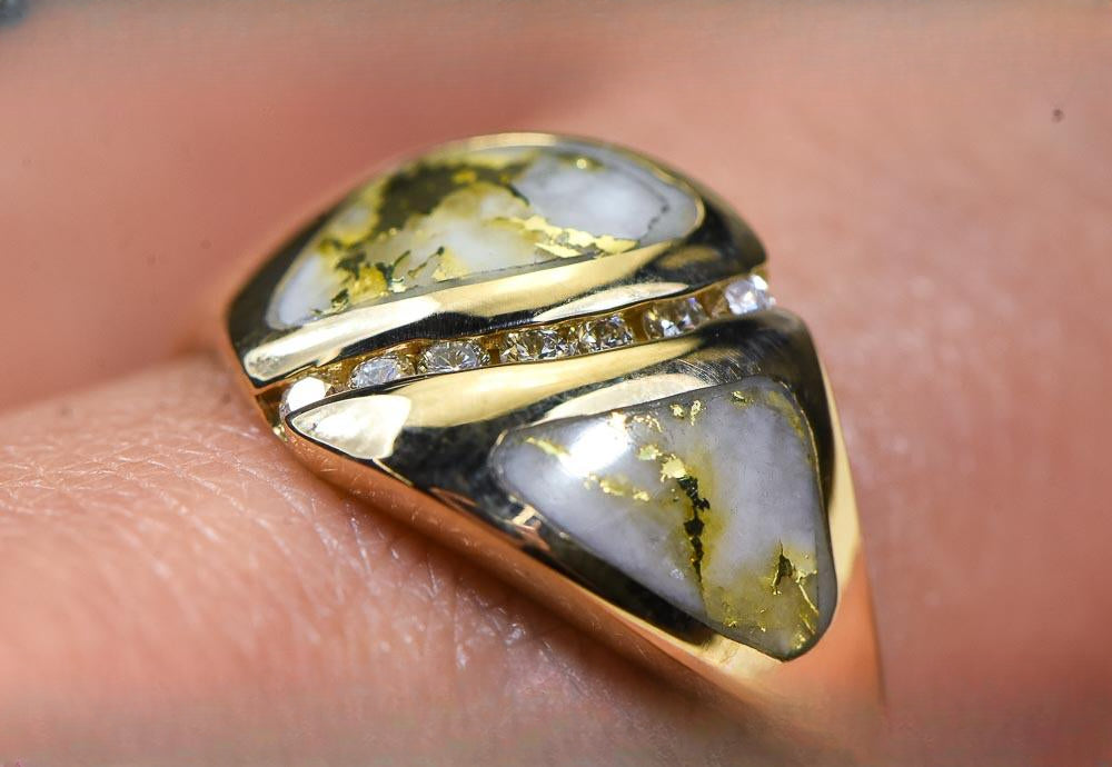 Gold Quartz Women's Ring "Orocal" RL1071DQ Genuine Hand Crafted Jewelry - 14K Gold Casting