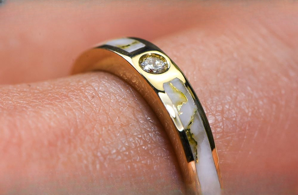 Gold Quartz Women's Ring "Orocal" RL728WD7Q Genuine Hand Crafted Jewelry - 14K Gold Casting