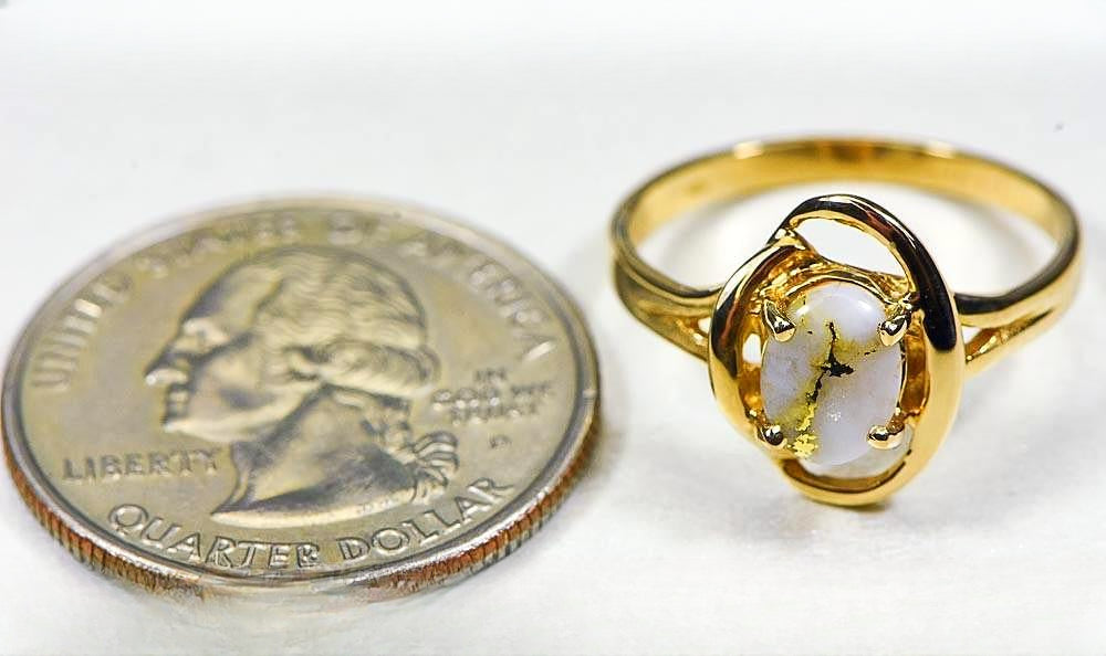 Gold Quartz Women's Ring "Orocal" RL805Q Genuine Hand Crafted Jewelry - 14K Gold Casting