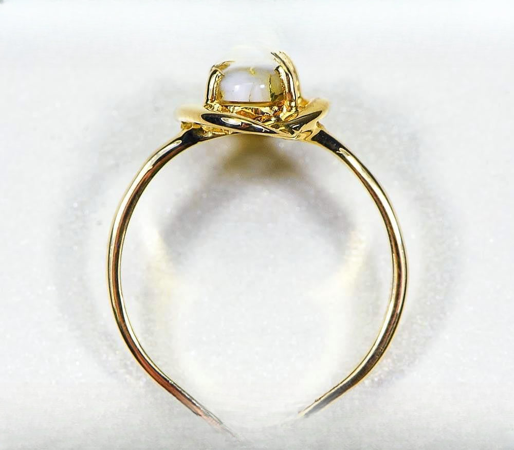Gold Quartz Women's Ring "Orocal" RL805Q Genuine Hand Crafted Jewelry - 14K Gold Casting