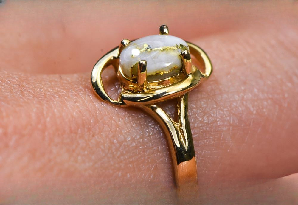 Gold Quartz Women's Ring "Orocal" RL805Q Genuine Hand Crafted Jewelry - 14K Gold Casting