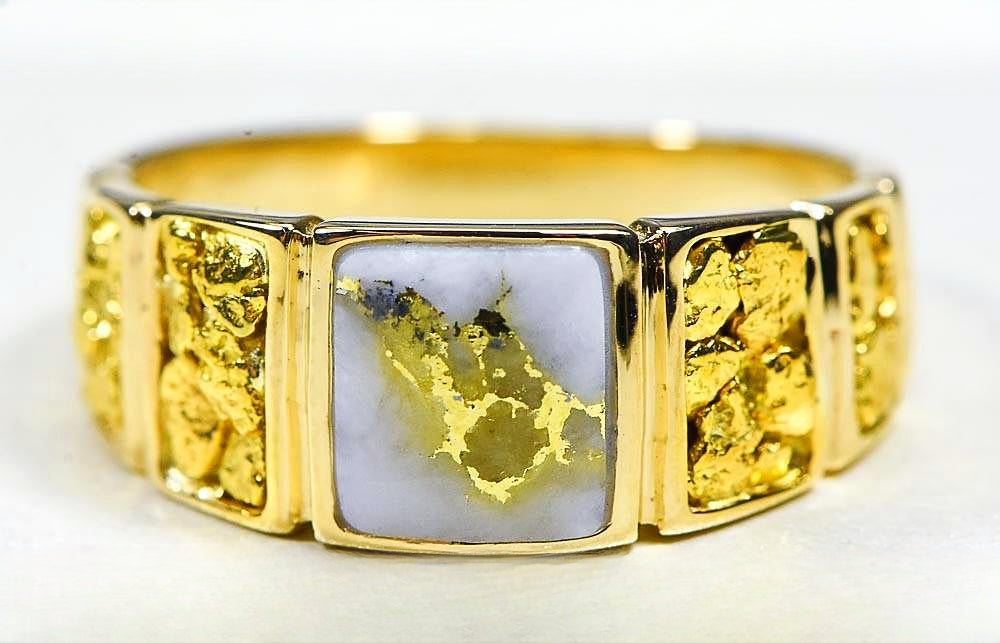 Gold Quartz Ring "Orocal" RM1046NQ Genuine Hand Crafted Jewelry - 14K Gold Casting