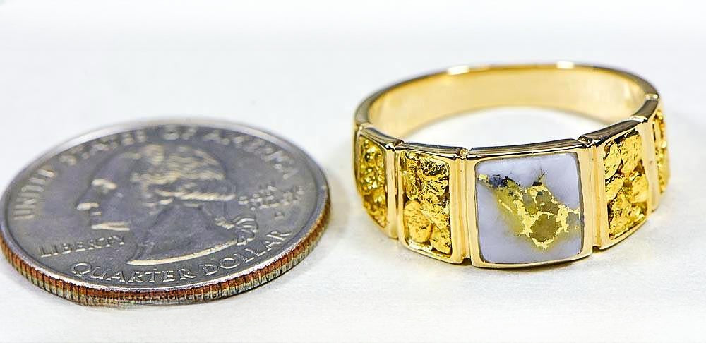 Gold Quartz Ring "Orocal" RM1046NQ Genuine Hand Crafted Jewelry - 14K Gold Casting