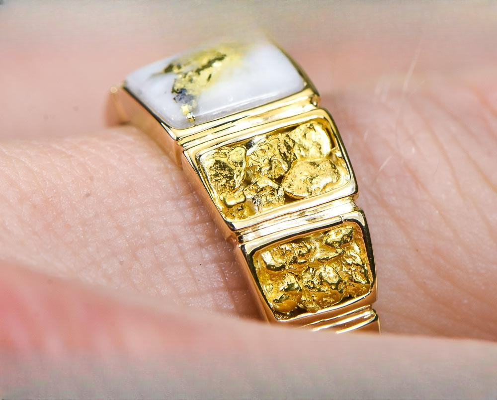 Gold Quartz Ring "Orocal" RM1046NQ Genuine Hand Crafted Jewelry - 14K Gold Casting