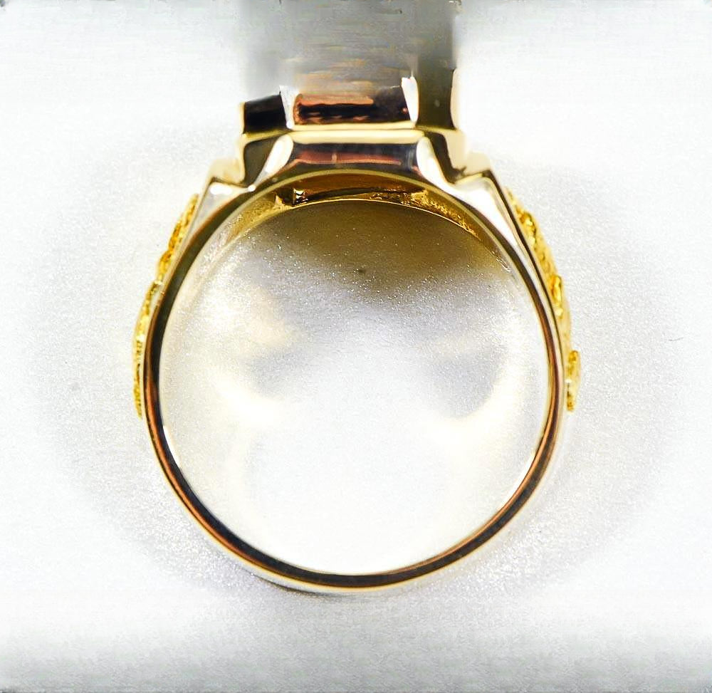 Gold Quartz Mens Ring "Orocal" RM962Q Genuine Hand Crafted Jewelry - 14K Gold Casting
