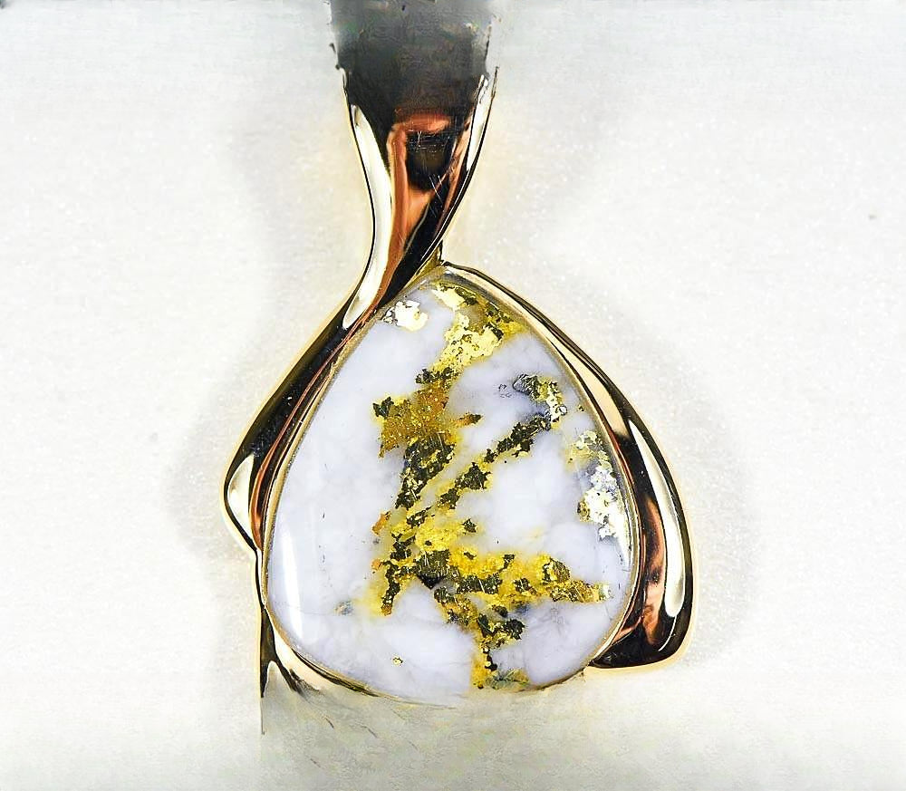 Gold Quartz Pendant "Orocal" PDL105MQX Genuine Hand Crafted Jewelry - 14K Gold Yellow Gold Casting