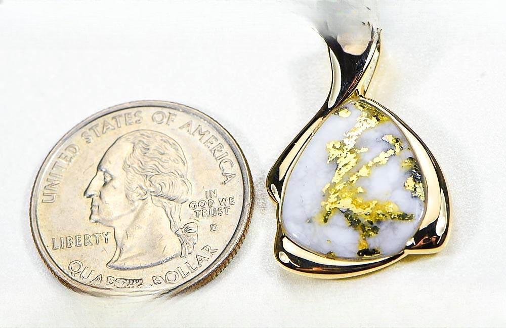 Gold Quartz Pendant "Orocal" PDL105MQX Genuine Hand Crafted Jewelry - 14K Gold Yellow Gold Casting