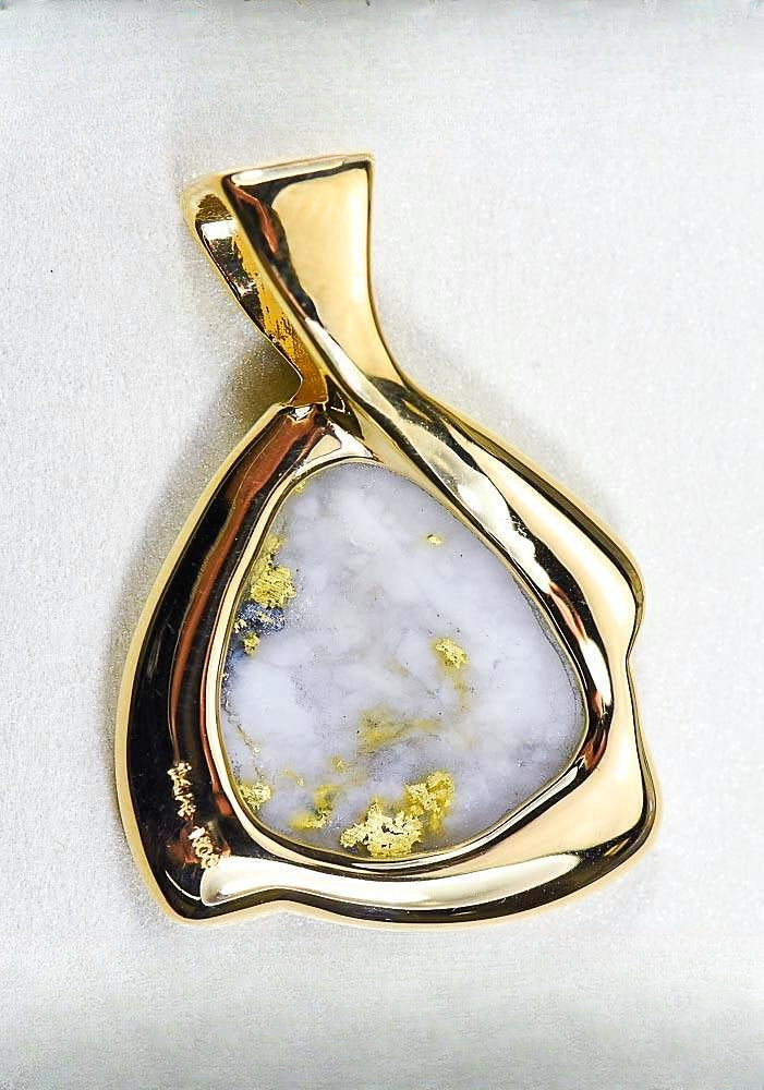 Gold Quartz Pendant "Orocal" PDL105MQX Genuine Hand Crafted Jewelry - 14K Gold Yellow Gold Casting