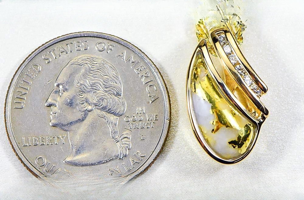 Gold Quartz Pendant "Orocal" PDL47D12QX Genuine Hand Crafted Jewelry - 14K Gold Yellow Gold Casting