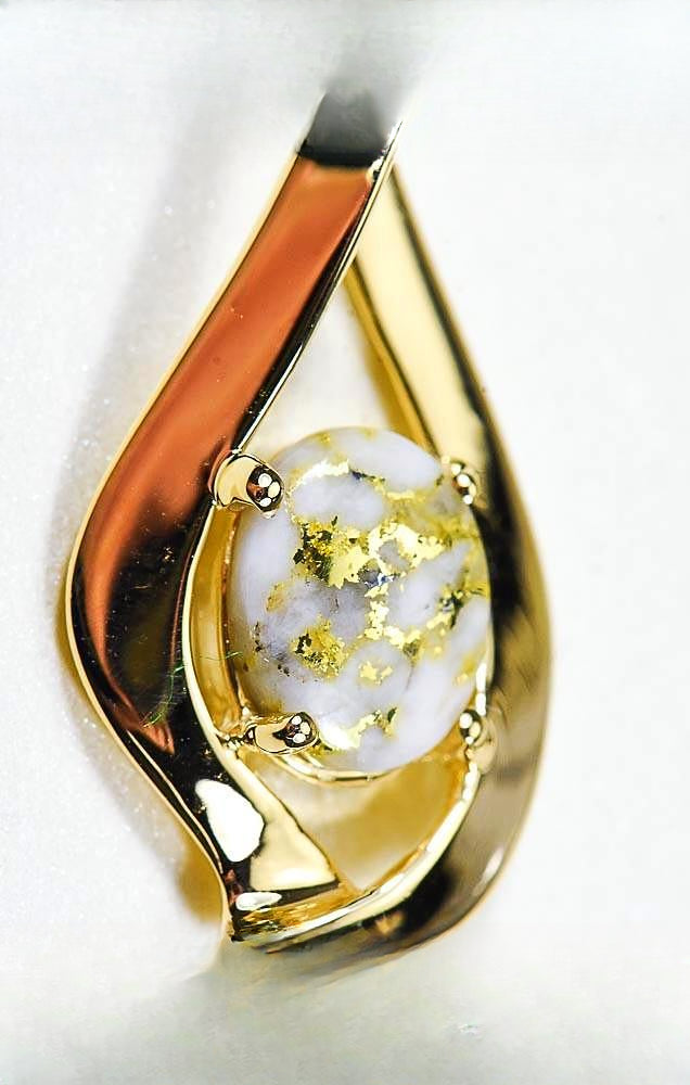 Gold Quartz Pendant "Orocal" PN564QX Genuine Hand Crafted Jewelry - 14K Gold Yellow Gold Casting