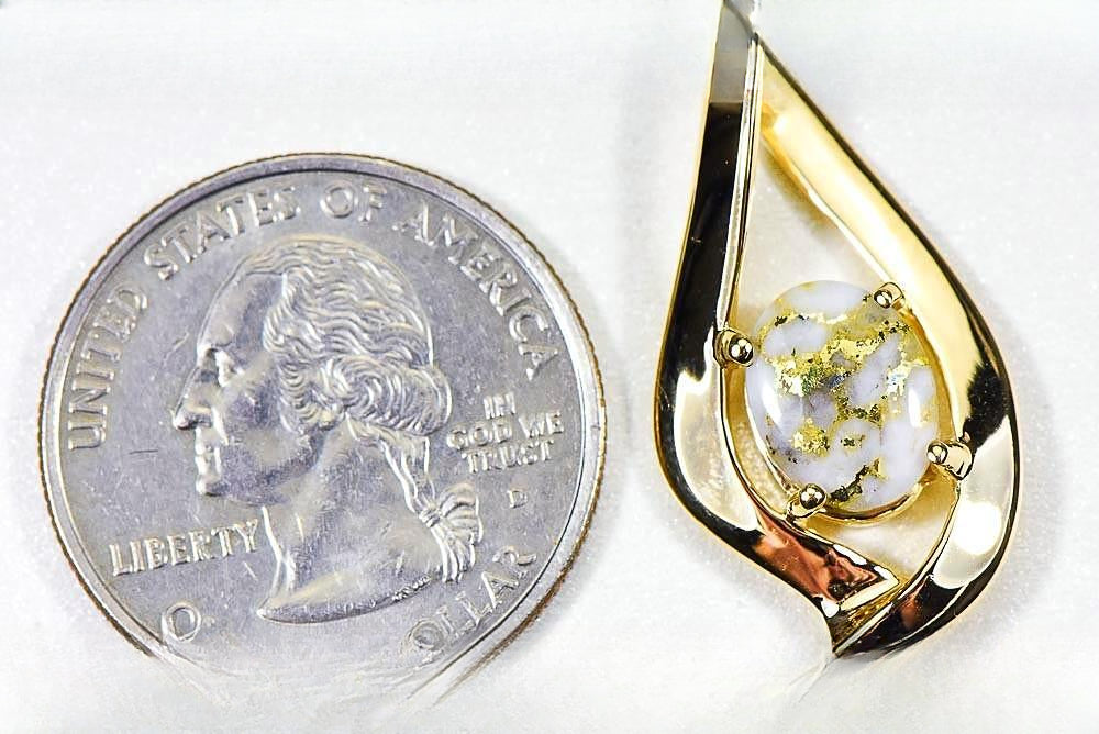 Gold Quartz Pendant "Orocal" PN564QX Genuine Hand Crafted Jewelry - 14K Gold Yellow Gold Casting