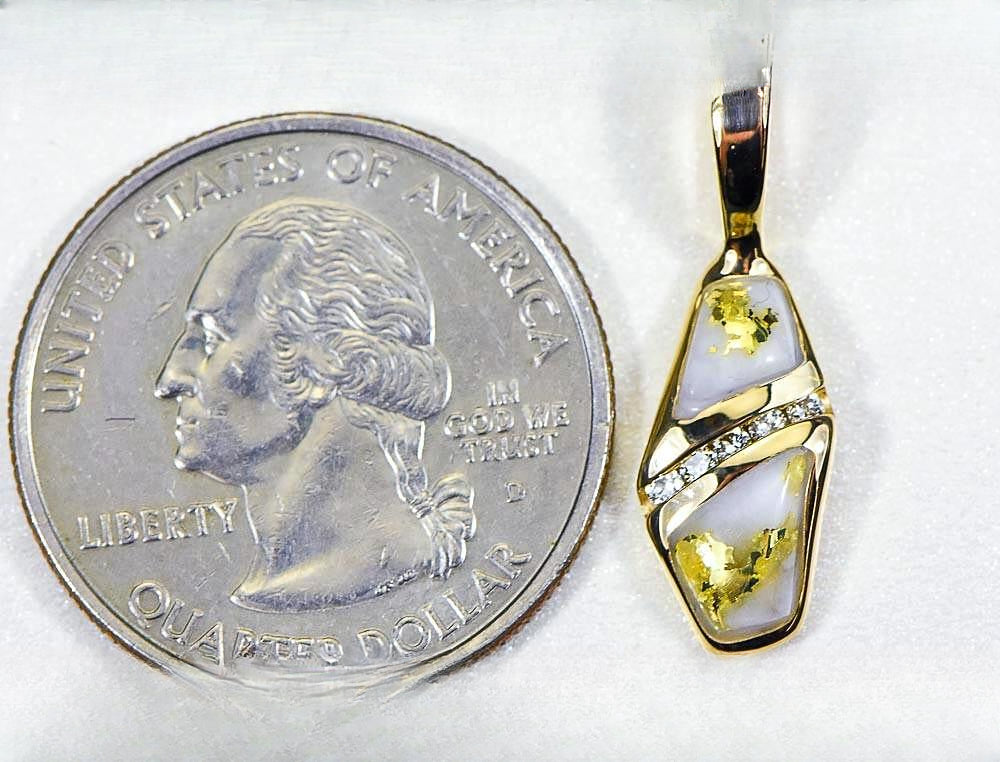 Gold Quartz Pendant "Orocal" PN1064DQ Genuine Hand Crafted Jewelry - 14K Gold Yellow Gold Casting