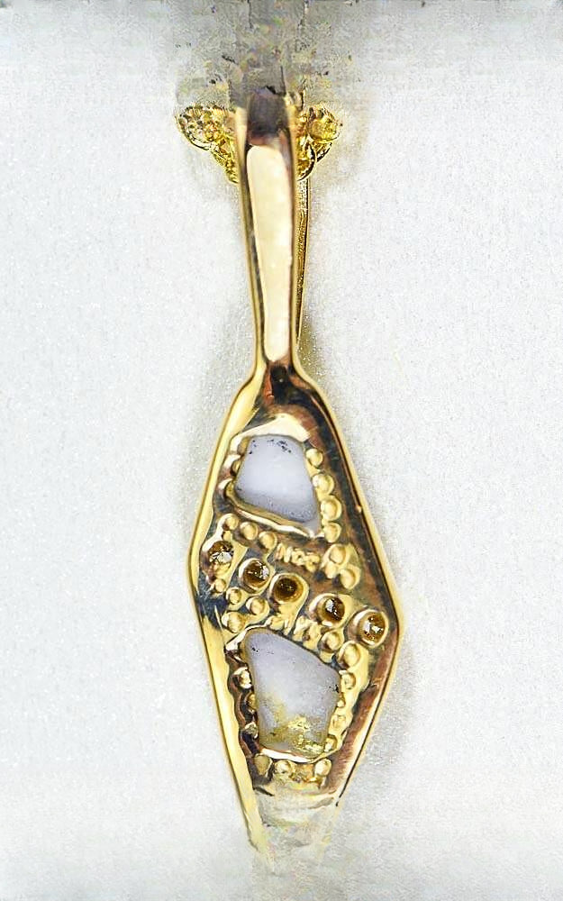 Gold Quartz Pendant "Orocal" PN1064DQ Genuine Hand Crafted Jewelry - 14K Gold Yellow Gold Casting