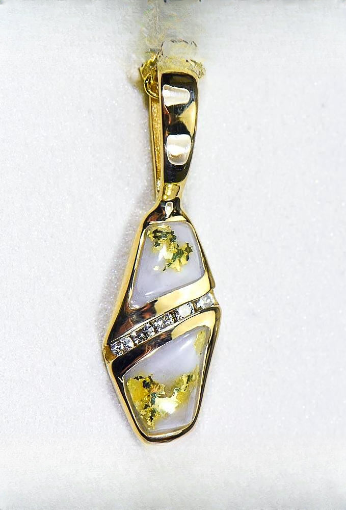 Gold Quartz Pendant "Orocal" PN1064DQ Genuine Hand Crafted Jewelry - 14K Gold Yellow Gold Casting
