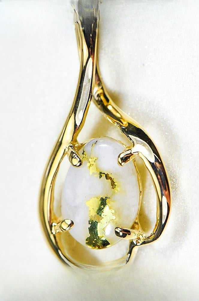Gold Quartz Pendant "Orocal" PN867QX Genuine Hand Crafted Jewelry - 14K Gold Yellow Gold Casting