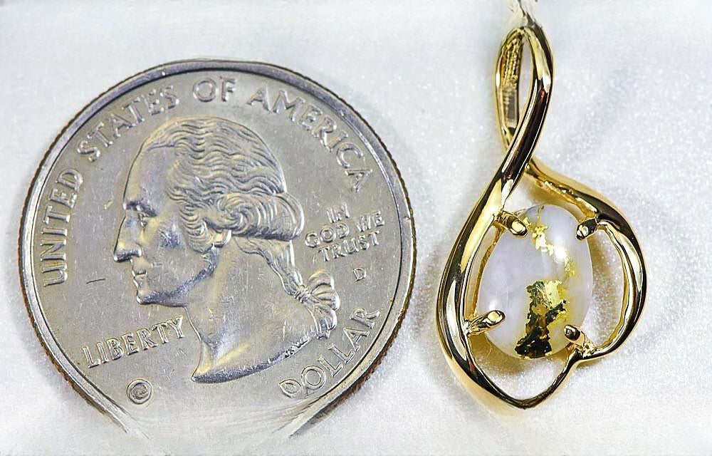 Gold Quartz Pendant "Orocal" PN867QX Genuine Hand Crafted Jewelry - 14K Gold Yellow Gold Casting