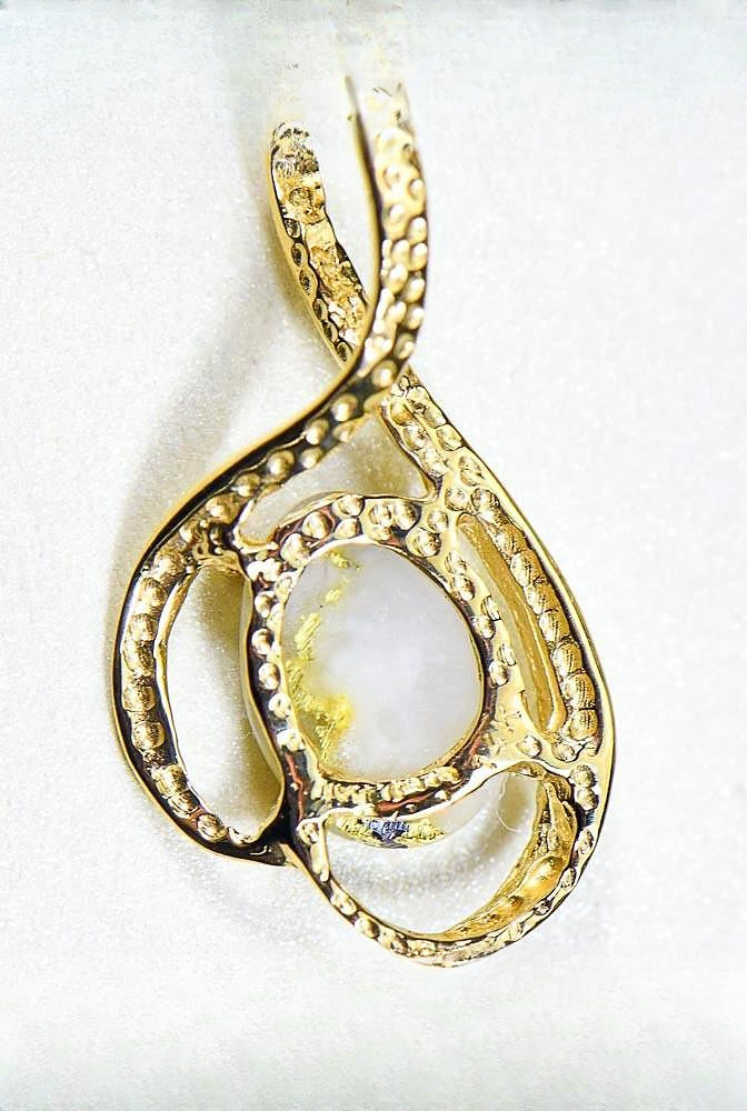 Gold Quartz Pendant "Orocal" PN867QX Genuine Hand Crafted Jewelry - 14K Gold Yellow Gold Casting