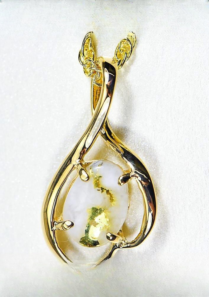 Gold Quartz Pendant "Orocal" PN867QX Genuine Hand Crafted Jewelry - 14K Gold Yellow Gold Casting