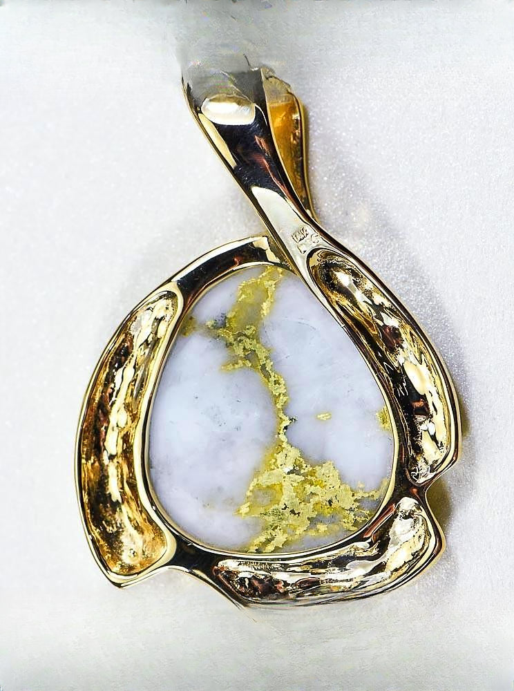 Gold Quartz Pendant "Orocal" PDL105D50QX Genuine Hand Crafted Jewelry - 14K Gold Yellow Gold Casting