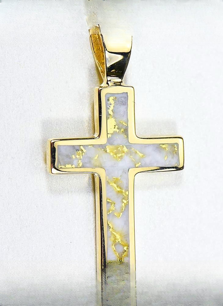 Gold Quartz Pendant "Orocal" PCR21QX Genuine Hand Crafted Jewelry - 14K Gold Yellow Gold Casting
