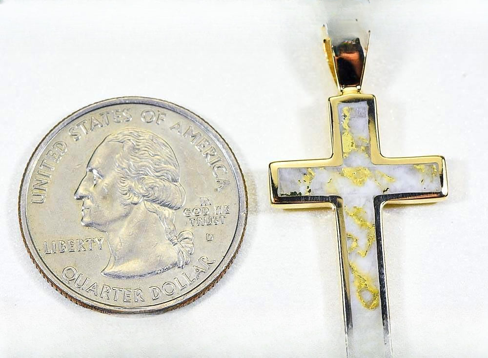 Gold Quartz Pendant "Orocal" PCR21QX Genuine Hand Crafted Jewelry - 14K Gold Yellow Gold Casting