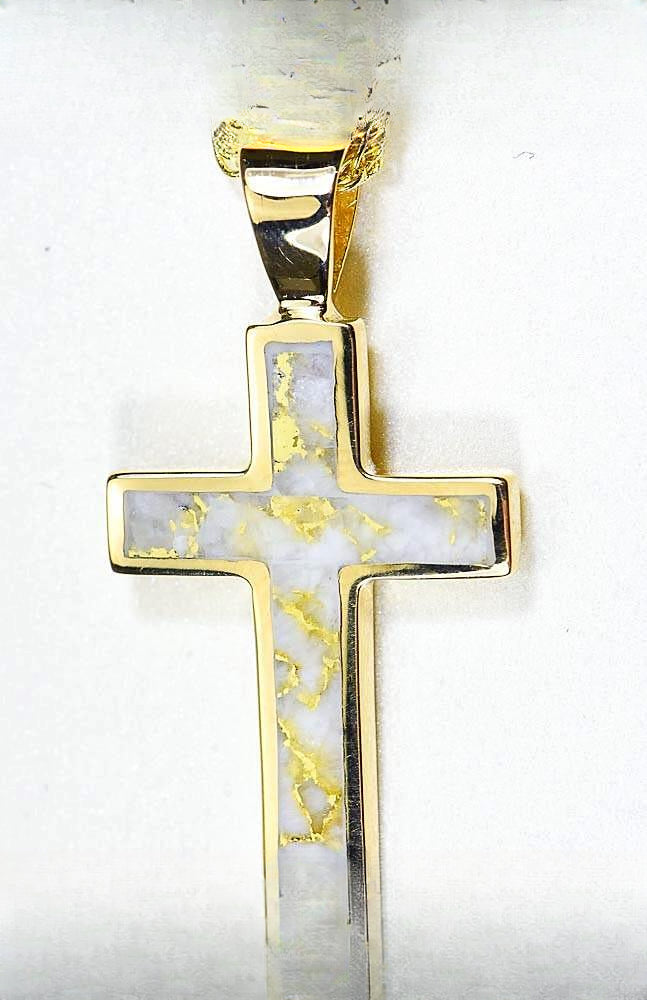 Gold Quartz Pendant "Orocal" PCR21QX Genuine Hand Crafted Jewelry - 14K Gold Yellow Gold Casting