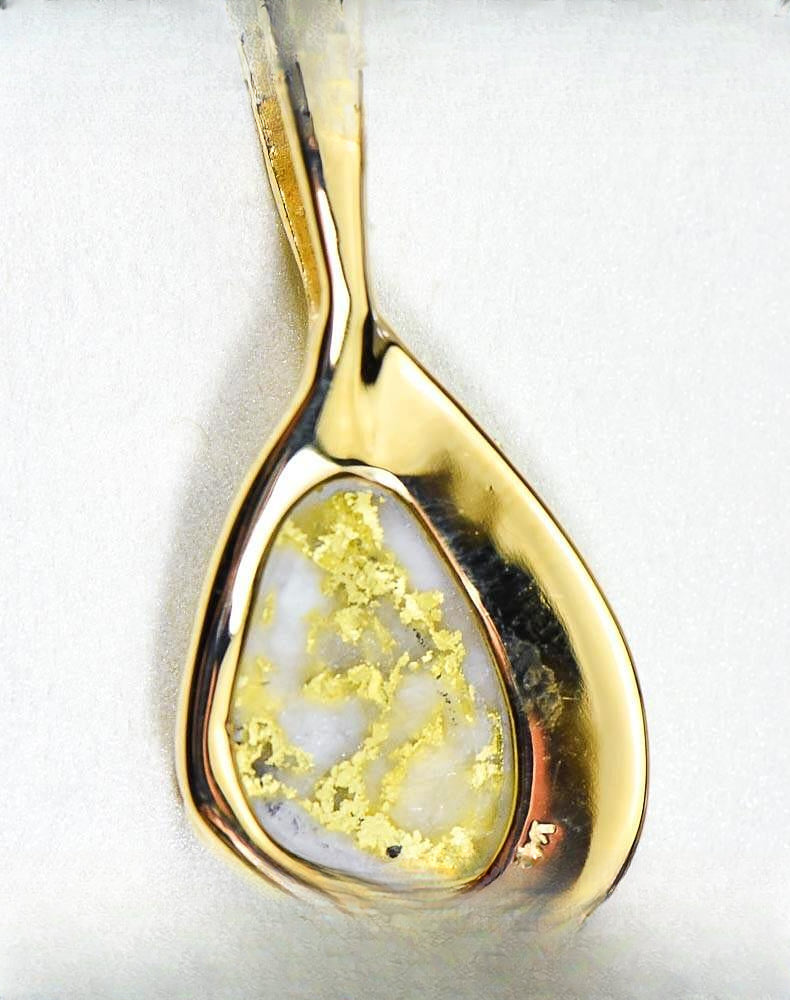 Gold Quartz Pendant "Orocal" PSC105QX Genuine Hand Crafted Jewelry - 14K Gold Yellow Gold Casting
