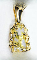 Gold Quartz Pendant "Orocal" PFFQ5X Genuine Hand Crafted Jewelry - 14K Gold Yellow Gold Casting