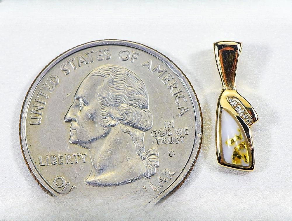 Gold Quartz Pendant "Orocal" PN1072DQ Genuine Hand Crafted Jewelry - 14K Gold Yellow Gold Casting