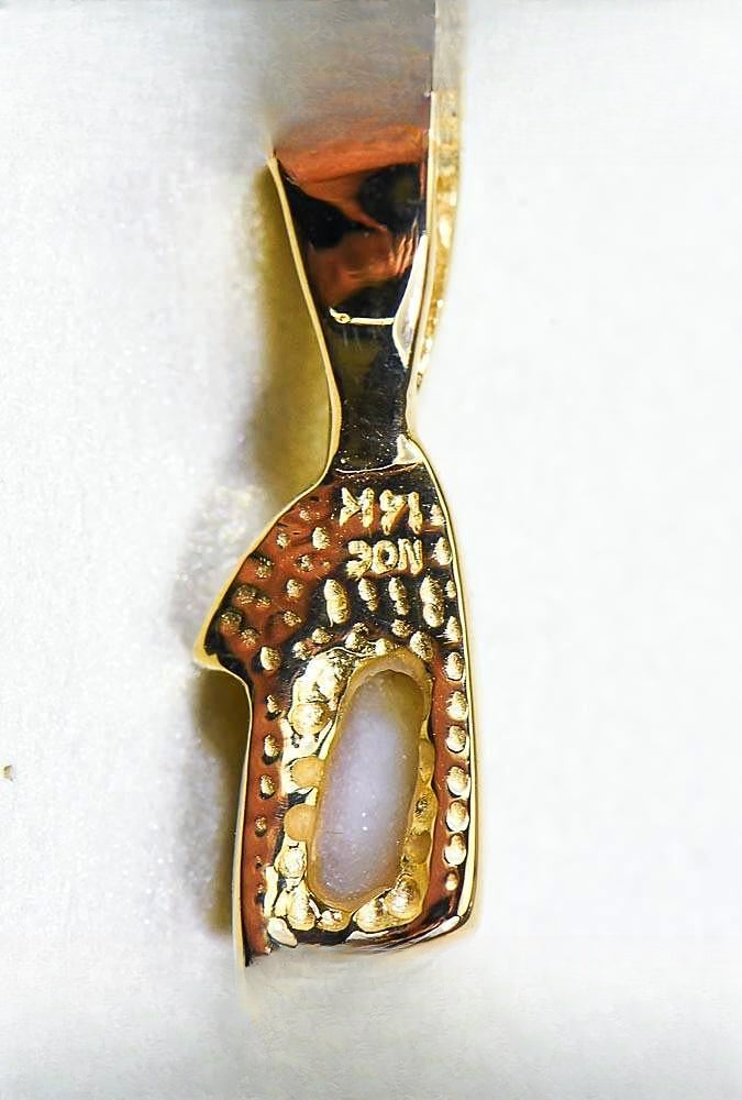 Gold Quartz Pendant "Orocal" PN1072DQ Genuine Hand Crafted Jewelry - 14K Gold Yellow Gold Casting