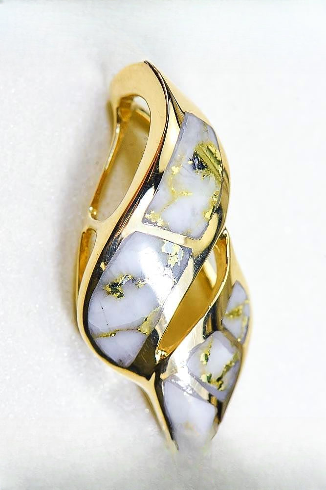 Gold Quartz Pendant "Orocal" PN649QX Genuine Hand Crafted Jewelry - 14K Gold Yellow Gold Casting