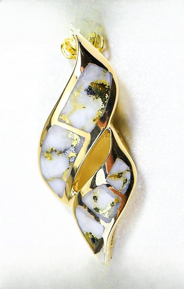 Gold Quartz Pendant "Orocal" PN649QX Genuine Hand Crafted Jewelry - 14K Gold Yellow Gold Casting