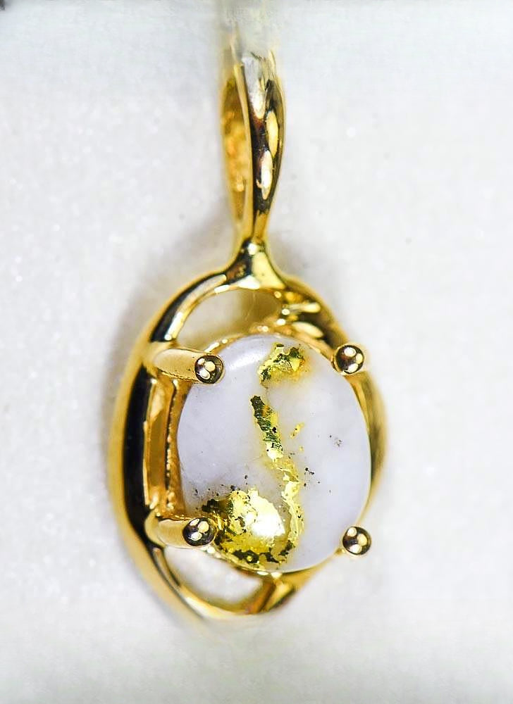 Gold Quartz Pendant "Orocal" PN805XSQX Genuine Hand Crafted Jewelry - 14K Gold Yellow Gold Casting