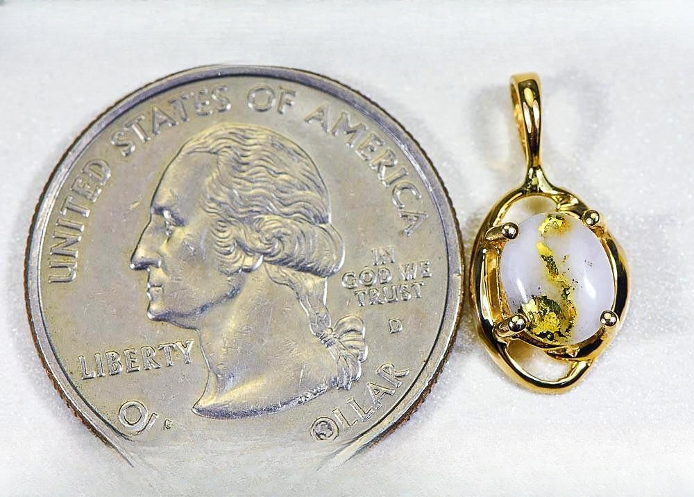 Gold Quartz Pendant "Orocal" PN805XSQX Genuine Hand Crafted Jewelry - 14K Gold Yellow Gold Casting