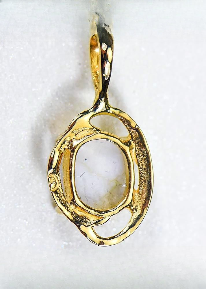 Gold Quartz Pendant "Orocal" PN805XSQX Genuine Hand Crafted Jewelry - 14K Gold Yellow Gold Casting