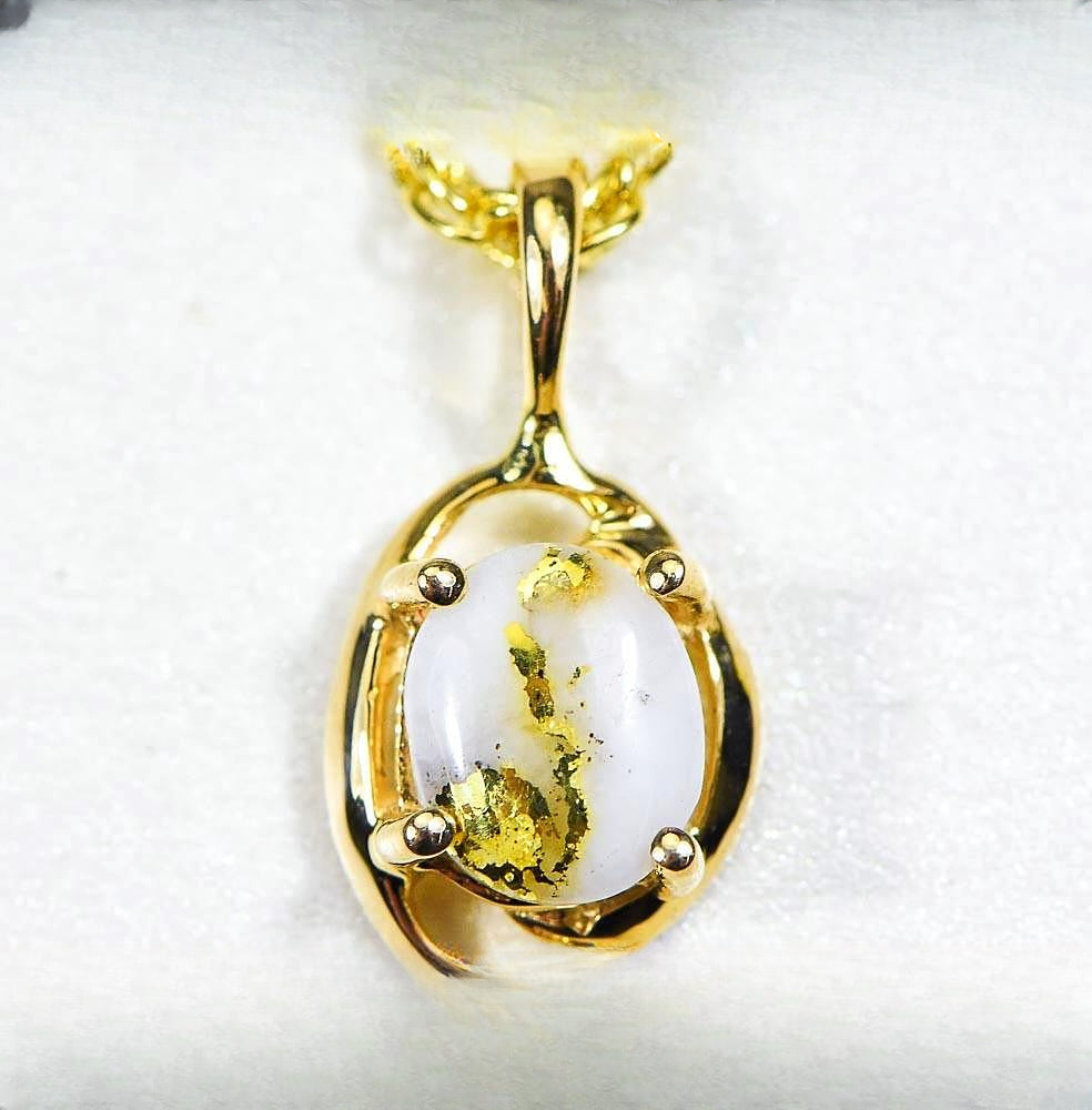Gold Quartz Pendant "Orocal" PN805XSQX Genuine Hand Crafted Jewelry - 14K Gold Yellow Gold Casting