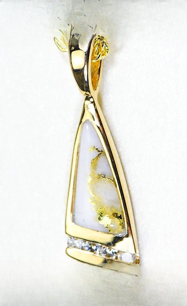 Gold Quartz Pendant "Orocal" PN1058DQ Genuine Hand Crafted Jewelry - 14K Gold Yellow Gold Casting
