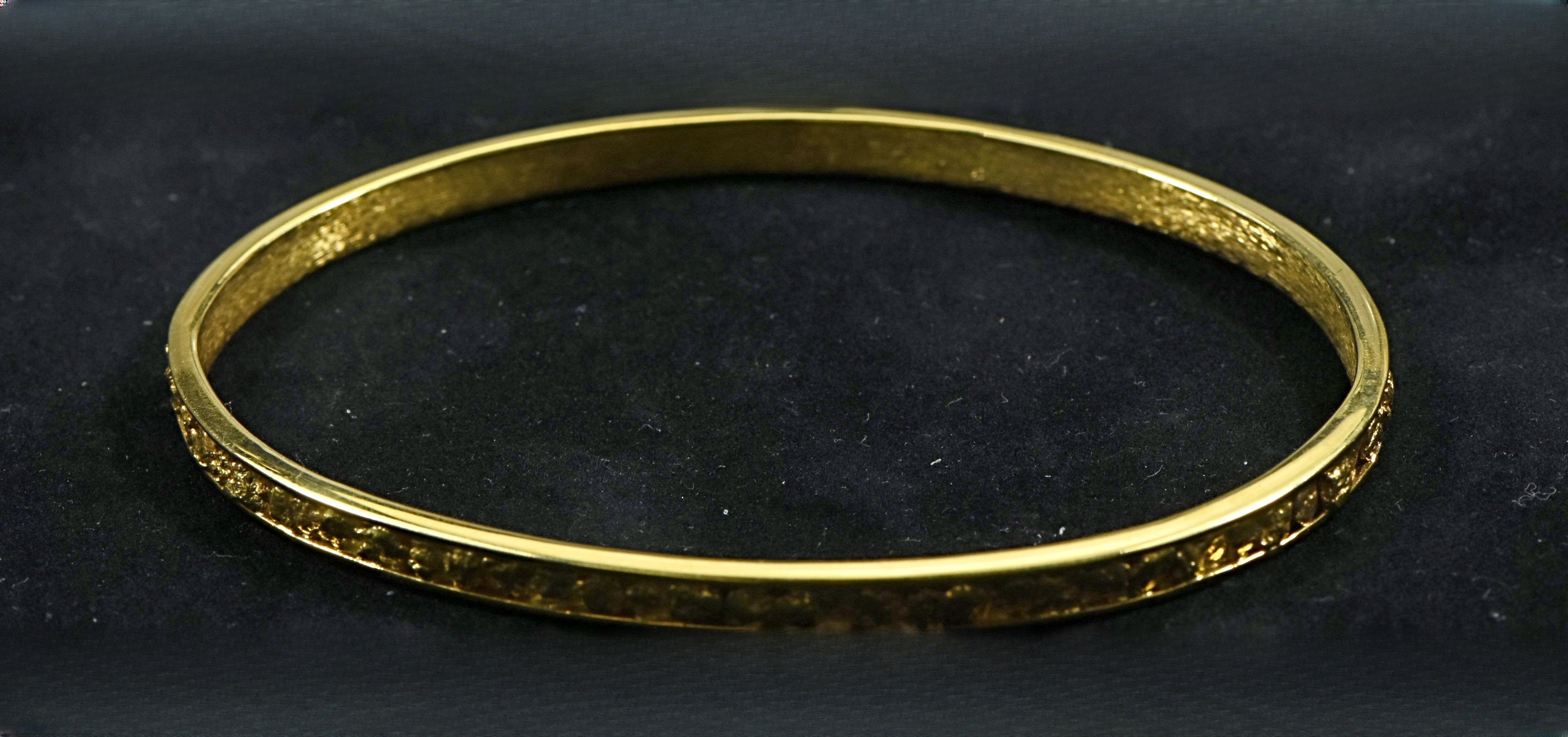 Gold Nugget Bracelet Bangle Style BB4MM "Orocal" Hand Made - Alaskan Yukon BC