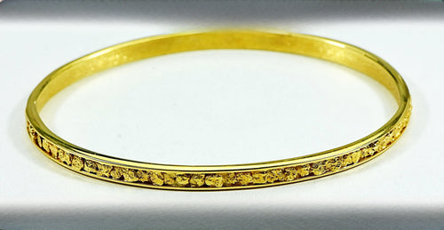 Gold Nugget Bracelet Bangle Style BB4MM "Orocal" Hand Made - Alaskan Yukon BC